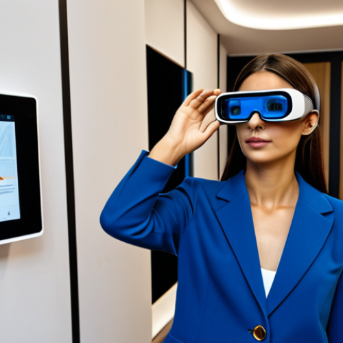 Home 14 Futuristic Milan Apartment Viewing**
"A young, professional woman wearing stylish, modest clothing, using augmented reality glasses to view a potential apartment interior in a futuristic, digital Milan. The apartment is modern and well-lit, showcasing Italian design elements. Safe for work, appropriate content, fully clothed, professional, perfect anatomy, correct proportions, well-formed hands, natural pose, high quality."
**