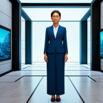 Home 9 가상 부동산 투자 시 고려해야 할 사항 - **
"A professional-looking woman in a modest business suit, standing in a vibrant metaverse environ...