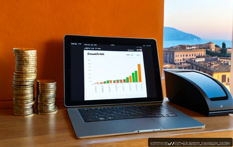 가상 부동산 투자 비교  주식 vs 가상 부동산 - Photorealistic Italian home office, an older Italian investor calmly comparing two investments at a ...